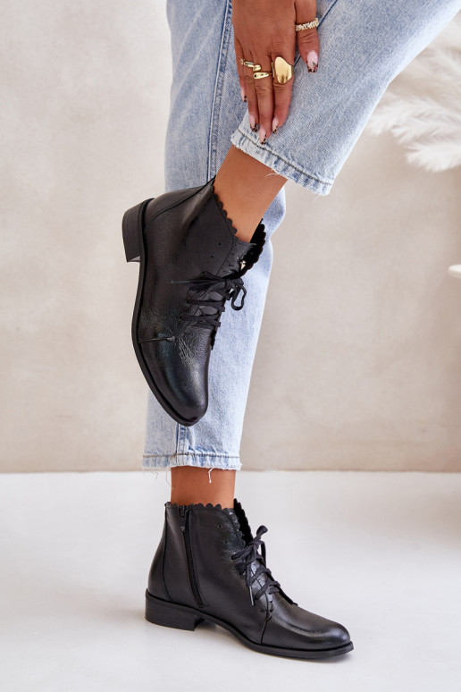 Zazoo 2964 Haut Stiefel mit breiten Absätzen schZuarze Farbe