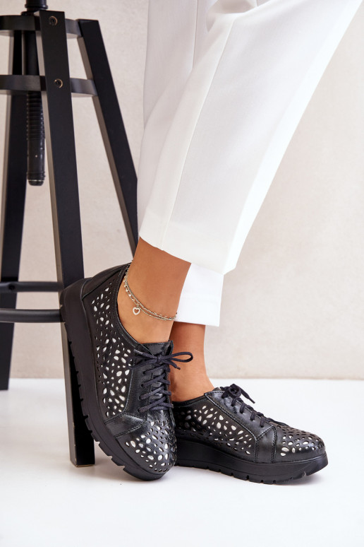 Zazoo 2973 Haut Schuhe mit einer Plattform mit durchbrochenen Elementen schZuarze Farbe Zazoo 2973 Haut Schuhe mit einer Plattform mit durchbrochenen Elementen schZuarze Farbe