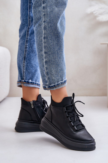 Haut Turnschuhe mit einer Plattform Artiker 55C1041 schZuarze Farbe