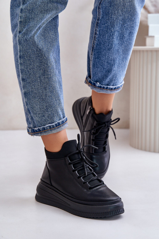 Haut Turnschuhe mit einer Plattform Artiker 55C1041 schZuarze Farbe  Haut Turnschuhe mit einer Plattform Artiker 55C1041 schZuarze Farbe