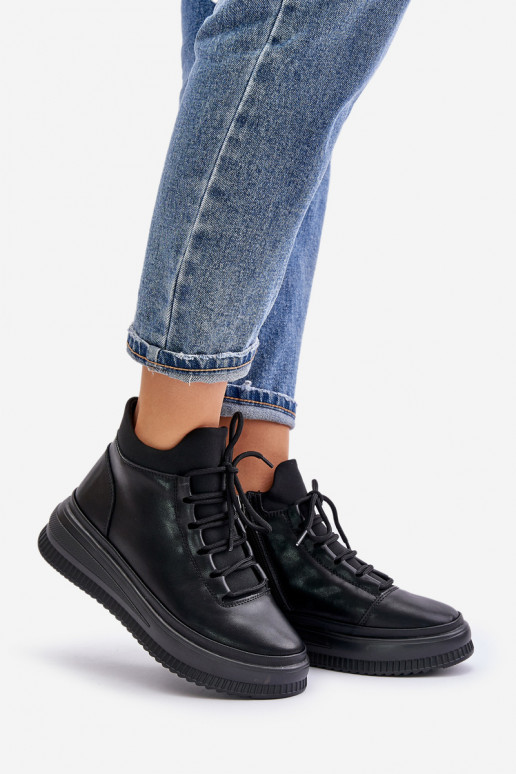 Haut Turnschuhe mit einer Plattform Artiker 55C1041 schZuarze Farbe  Haut Turnschuhe mit einer Plattform Artiker 55C1041 schZuarze Farbe