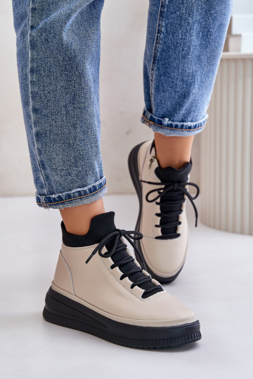 Haut Turnschuhe mit einer Plattform Artiker 55C0554 Beige