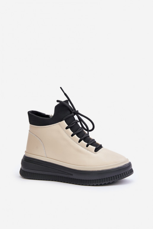 Haut Turnschuhe mit einer Plattform Artiker 55C0554 Beige  Haut Turnschuhe mit einer Plattform Artiker 55C0554 Beige