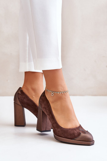 Wildleder Schuhe mit Absatz Laura Messi 2702, braune Farbe