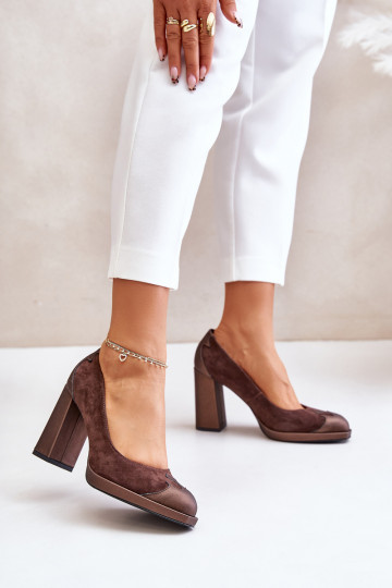 Wildleder Schuhe mit Absatz Laura Messi 2702, braune Farbe 2