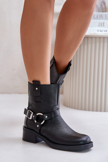Zazoo 60480 Leder gefütterte Stiefeletten mit niedrigem Absatz, schwarze Farbe 2