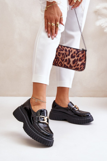 Zazoo 20176 mit Lackeffekt Schuhe Mokassins für Damen Aus Ermöglichtturleder schZuarze Farbe