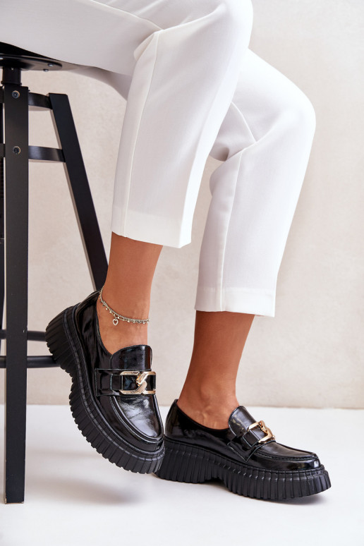 Zazoo 20176 mit Lackeffekt Schuhe Mokassins für Damen Aus Ermöglichtturleder schZuarze Farbe