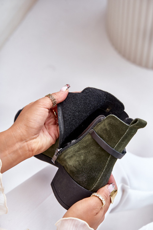 Zazoo 60478 INildlederschuhe mit Absätzen sich Zuarm laufen Befestigt Zum Schloss Khaki-Farbe-Farbe