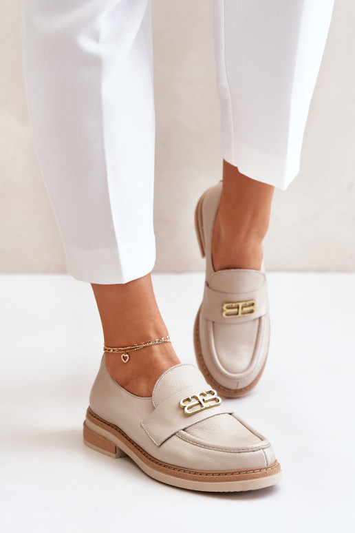 Zazoo 20174 Haut Eleganter Stil Schuhe Feminin mit breiten Absätzen Beige Zazoo 20174 Haut Eleganter Stil Schuhe Feminin mit breiten Absätzen Beige