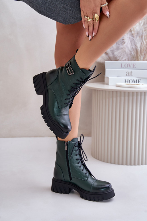 Zazoo 60486 Haut INarme Schnürstiefel Khaki-Farbe-Farbe