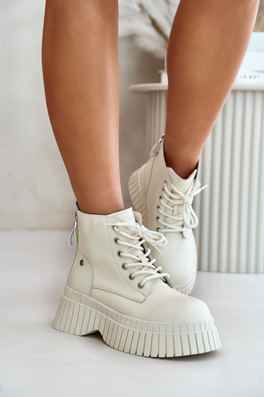 sich Zuarm laufen Haut Stiefel Schuhe mit modischer Es mussssivsohle GOE OO2N4127elfenbeinfarbe