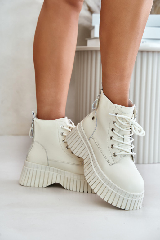 sich Zuarm laufen Haut Stiefel Schuhe mit modischer Es mussssivsohle GOE OO2N4127elfenbeinfarbe