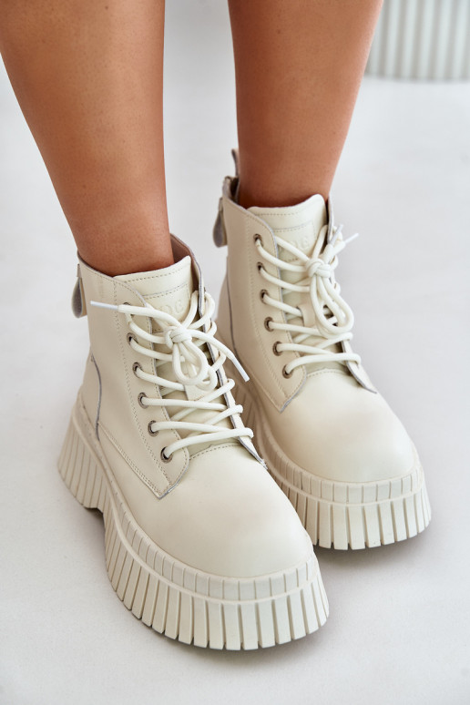 sich Zuarm laufen Haut Stiefel Schuhe mit modischer Es mussssivsohle GOE OO2N4127elfenbeinfarbe