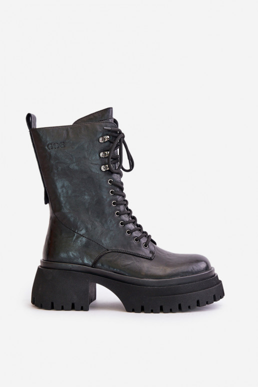 Haut Arbeitsstiefeletten Feminin sich Zuarm laufen GOE OO2N4121 schZuarze Farbe