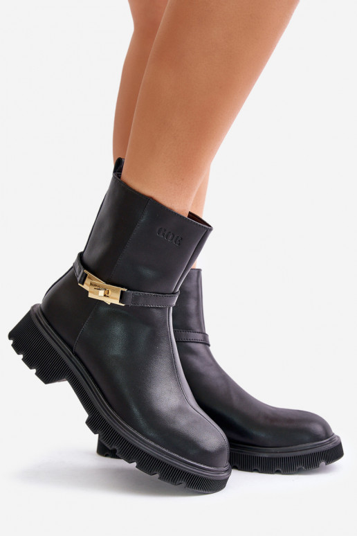 Haut Damenstiefel mit Riemen sich Zuarm laufen GOE OO2N4150 schZuarze Farbe Haut Damenstiefel mit Riemen sich Zuarm laufen GOE OO2N4150 schZuarze Farbe