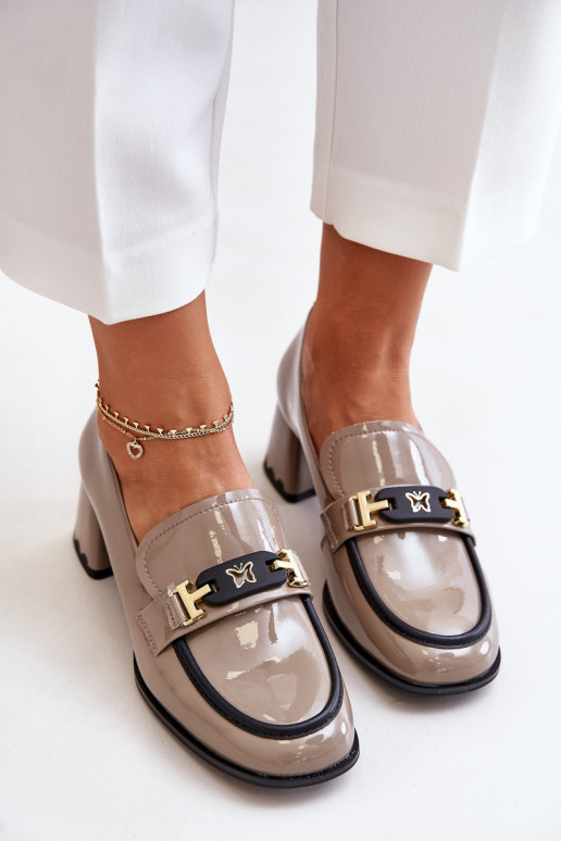 mit Lackeffekt Schuhe Feminin mit Absätzen mit Ornamenten Artiker 55C1054 Beige mit Lackeffekt Schuhe Feminin mit Absätzen mit Ornamenten Artiker 55C1054 Beige