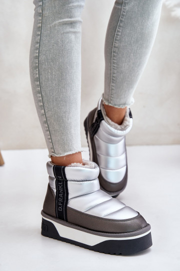 Niedrig Schneestiefel Auf dicker Sohle D.Franklin DFSH371010 Silberfarbe