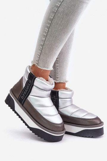 Niedrig Schneestiefel Auf dicker Sohle D.Franklin DFSH371010 Silberfarbe 2