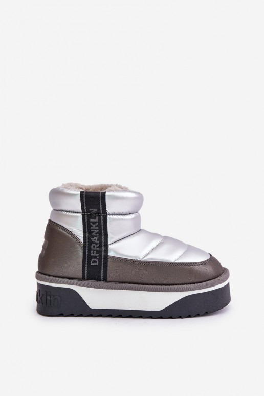 Niedrig Schneestiefel Auf dicker Sohle D.Franklin DFSH371010 Silberfarbe