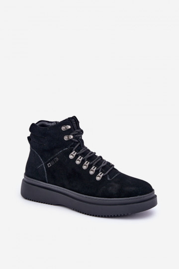 Warmfutter-Leder Herren Schuhe Big Star OO174187 schwarz