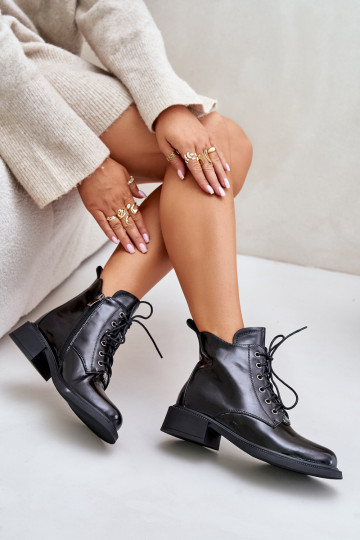 Warme Lackleder Stiefeletten Bellani schwarz