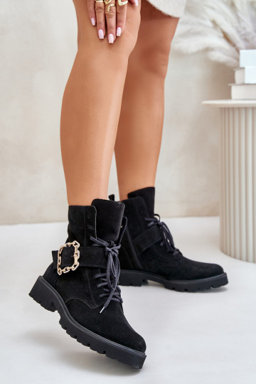 Zazoo 2951 Ziegenleder Schuhe mit Schnallen schwarz 2