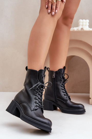 Warme Damen Stiefeletten aus Naturleder Vinceza 66671 schwarz