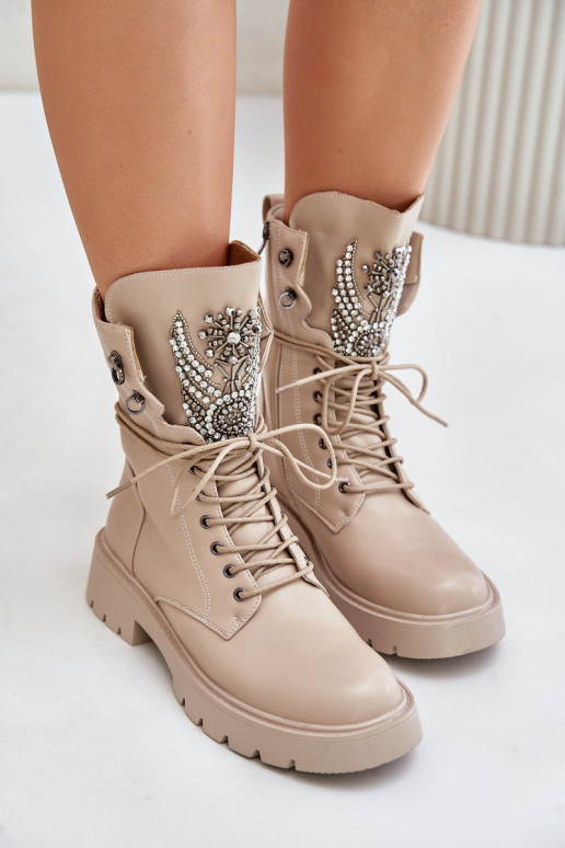 Eko Haut Arbeitsstiefeletten Mit Dekoration sich Zuarm laufen D&A MR880-080 Beige Eko Haut Arbeitsstiefeletten Mit Dekoration sich Zuarm laufen D&A MR880-080 Beige