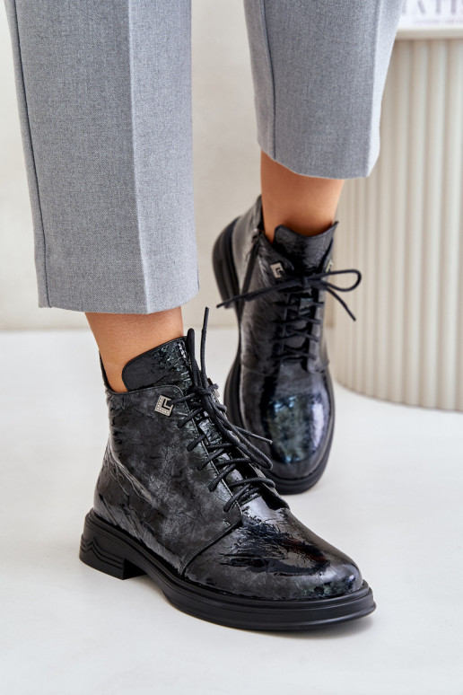 Haut mit Lackeffekt Damenstiefel sich Zuarm laufen Zum Schloss D&A LZ42-042 SchZuarz und-graue Farbe Haut mit Lackeffekt Damenstiefel sich Zuarm laufen Zum Schloss D&A LZ42-042 SchZuarz und-graue Farbe