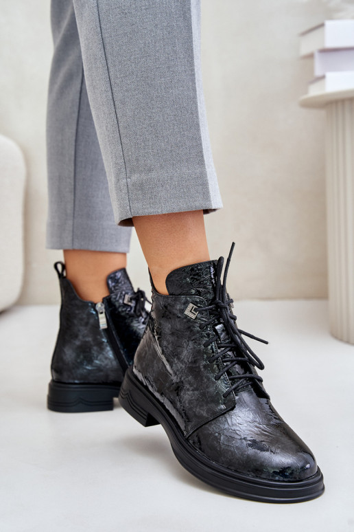 Haut mit Lackeffekt Damenstiefel sich Zuarm laufen Zum Schloss D&A LZ42-042 SchZuarz und-graue Farbe Haut mit Lackeffekt Damenstiefel sich Zuarm laufen Zum Schloss D&A LZ42-042 SchZuarz und-graue Farbe