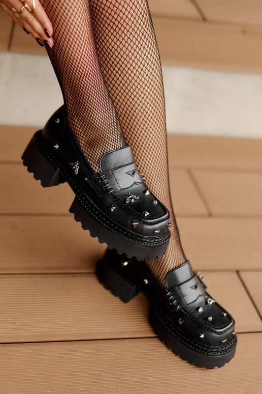 Haut Schuhe Feminin mit schönen Details D&A MR880-102 schZuarze Farbe