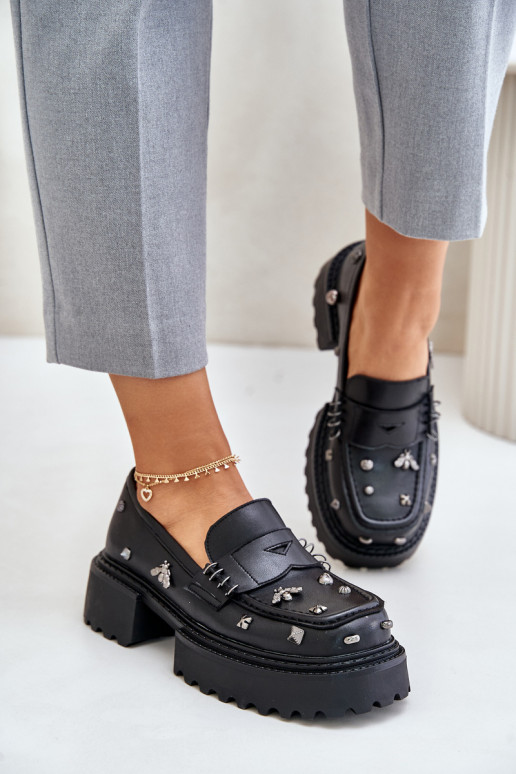 Haut Schuhe Feminin mit schönen Details D&A MR880-102 schZuarze Farbe