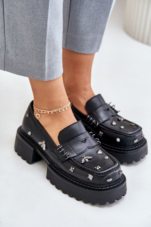 Haut Schuhe Feminin mit schönen Details D&A MR880-102 schZuarze Farbe