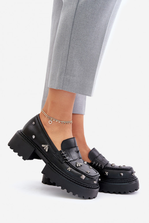 Haut Schuhe Feminin mit schönen Details D&A MR880-102 schZuarze Farbe