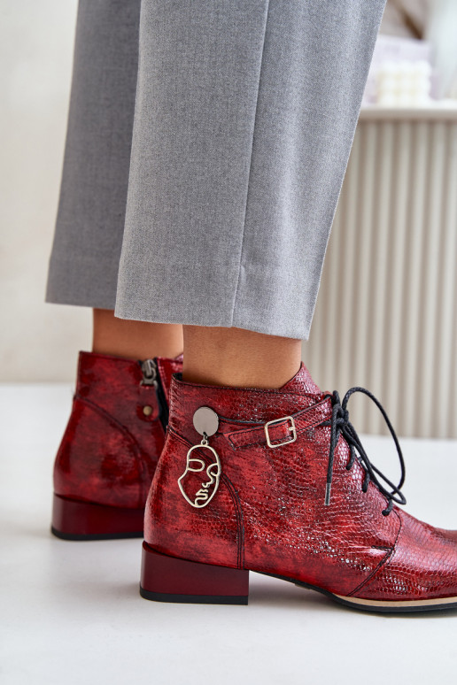 Feminin Haut mit Lackeffekt Stiefel SchuhZuerk Es mussciejka 5743A-08 rote Farbe Feminin Haut mit Lackeffekt Stiefel SchuhZuerk Es mussciejka 5743A-08 rote Farbe