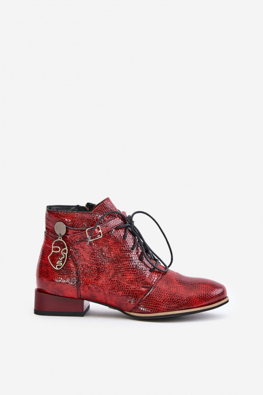 Feminin Haut mit Lackeffekt Stiefel SchuhZuerk Es mussciejka 5743A-08 rote Farbe Feminin Haut mit Lackeffekt Stiefel SchuhZuerk Es mussciejka 5743A-08 rote Farbe