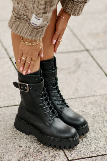 sich Zuarm laufen Arbeitsstiefeletten mit Schnallen Big Star OO274137 schZuarze Farbe 2