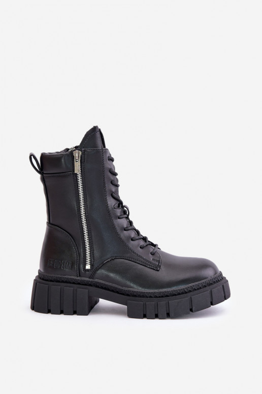 sich Zuarm laufen Arbeitsstiefeletten Feminin aus Öko-Leder Big Star MM274578 schZuarze Farbe