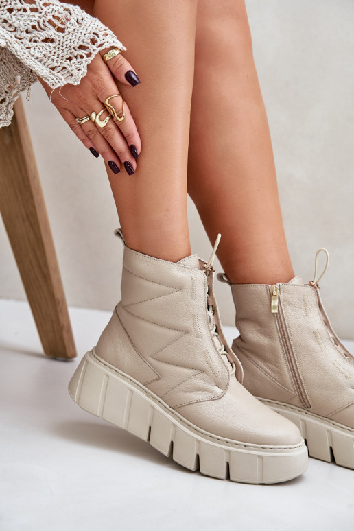 Zazoo 60472 Haut Stiefel mit einer Plattform I Koturnie Beige Zazoo 60472 Haut Stiefel mit einer Plattform I Koturnie Beige