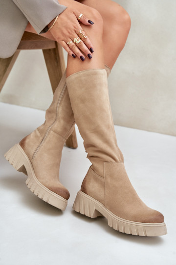 Zazoo 70145 aus INildleder Stiefel Gegen die Straße sich Zuarm laufen Beige