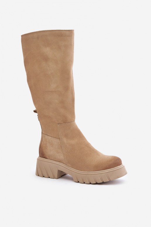 Zazoo 70145 aus INildleder Stiefel Gegen die Straße sich Zuarm laufen Beige