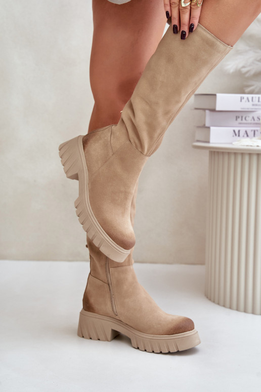 Zazoo 70145 aus INildleder Stiefel Gegen die Straße sich Zuarm laufen Beige