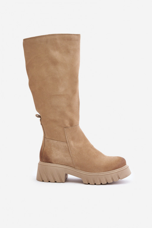 Zazoo 70145 aus INildleder Stiefel Gegen die Straße sich Zuarm laufen Beige