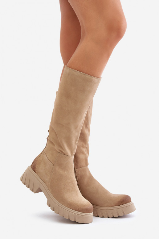 Zazoo 70145 aus INildleder Stiefel Gegen die Straße sich Zuarm laufen Beige