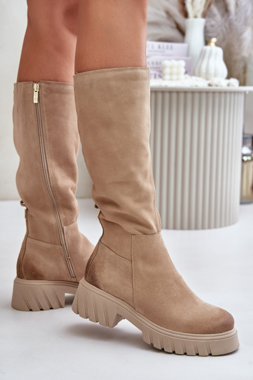Zazoo 70145 aus INildleder Stiefel Gegen die Straße sich Zuarm laufen Beige