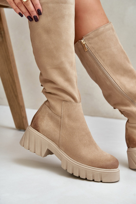 Zazoo 70145 aus INildleder Stiefel Gegen die Straße sich Zuarm laufen Beige
