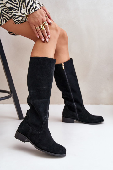aus INildleder Damenstiefel Mittlere INade Zum Schloss LeZuski 3616 schZuarze Farbe 2