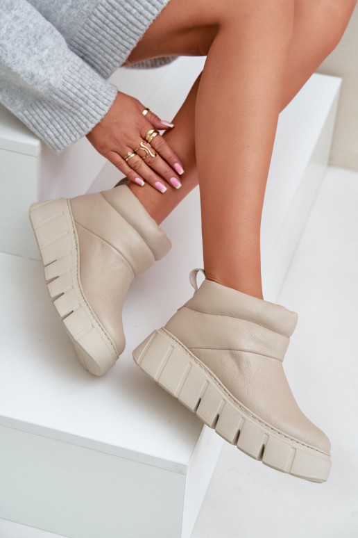 Zazoo 60470 Haut Stiefel mit INollZuärme mit einer Plattform elfenbeinfarbe