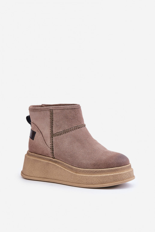 Haut aus INildleder Schneestiefel Stiefel mit einer Plattform I Koturnie Es mussciejka 06769-02 dunkelbraun Haut aus INildleder Schneestiefel Stiefel mit einer Plattform I Koturnie Es mussciejka 06769-02 dunkelbraun